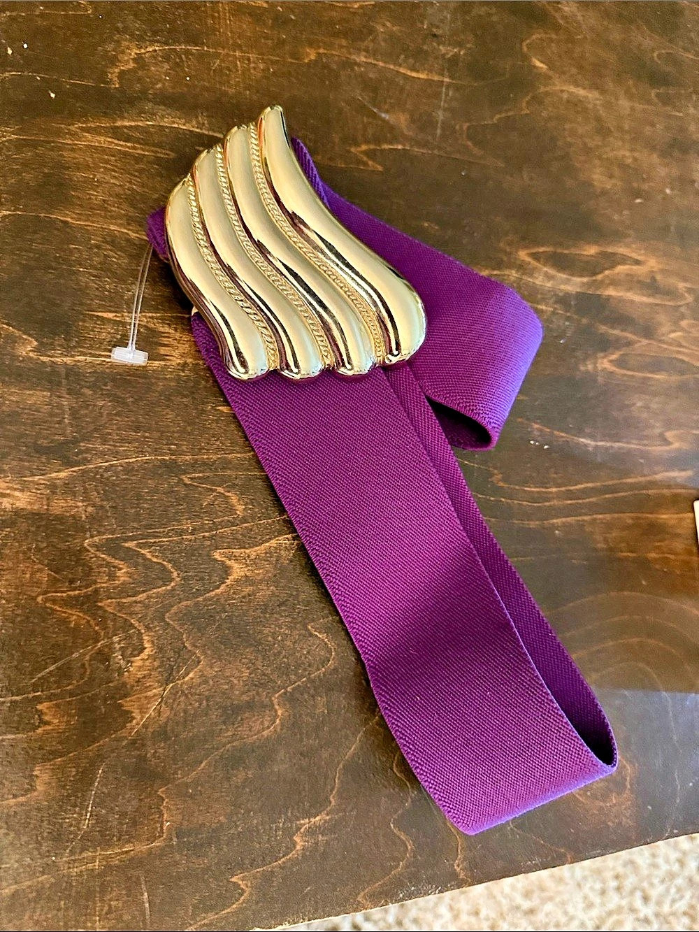 Waist wear m/l  Purple Stretch Belt with Gold-Tone Buckle vintage 198934